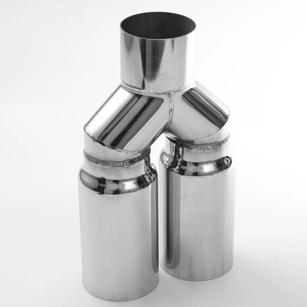 Stainless Steel single layer exhaust tip 63mm inlet straight cut 76mm Outlet Double Cylinder Muf - Automotive LED Light