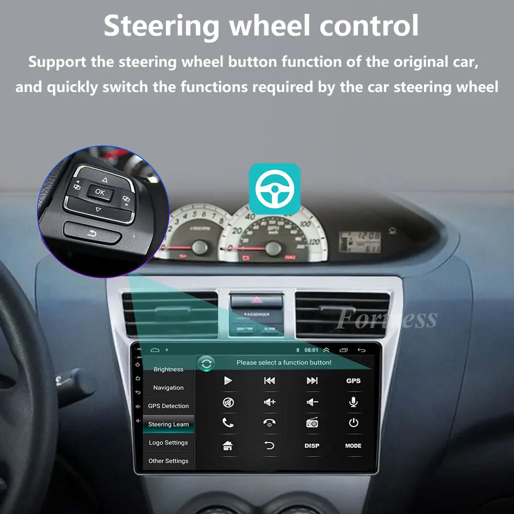 Android 16 Car For Toyota VIOS Yaris 2007-2012 Car Radio Multimedia Video Player Navigatio