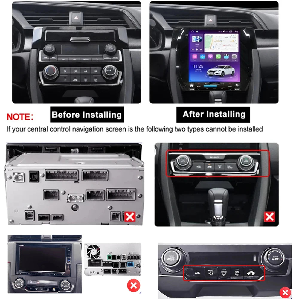 9.7 Inch For Honda Civic 10 FC FK 2015 - 2020 Android 16 Auto Car Radio Multimedia Video P