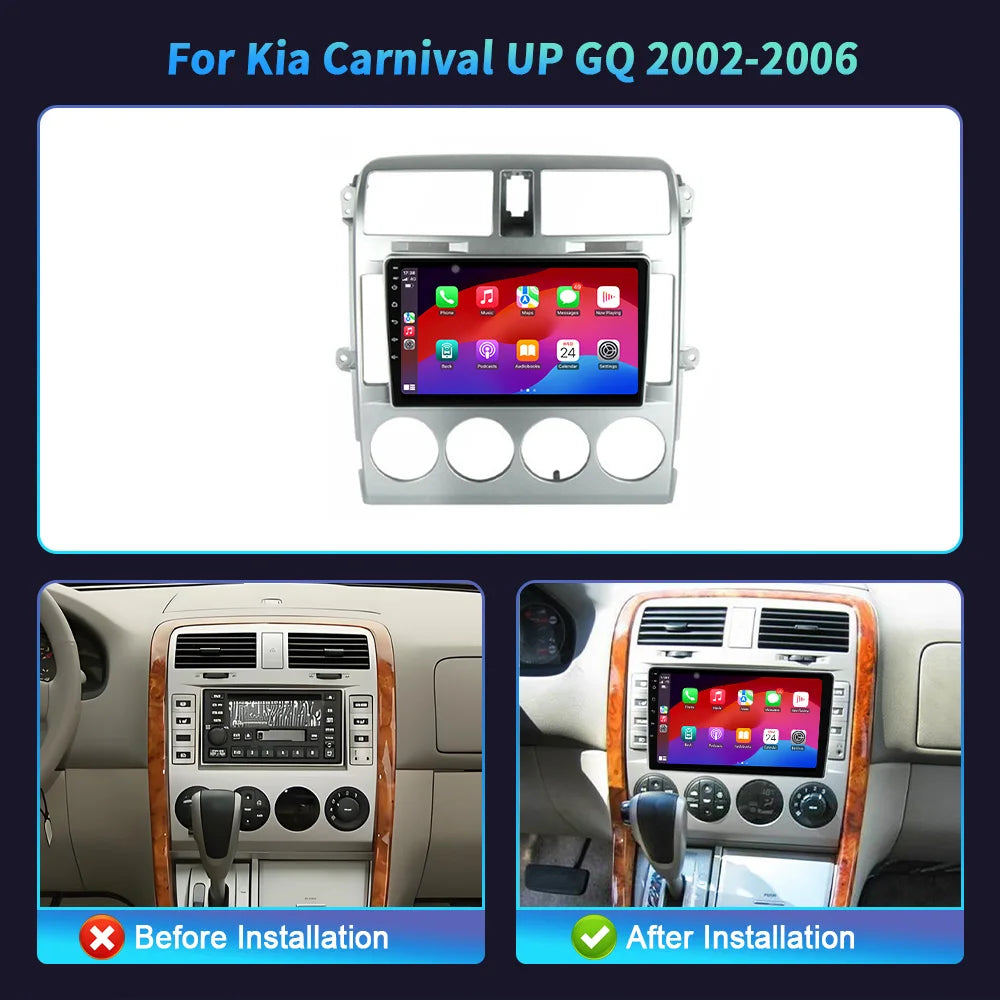 For Kia Carnival UP GQ 2002 2003 2004 2005 2006 Android 14 Car Radio Multimedia Player Nav