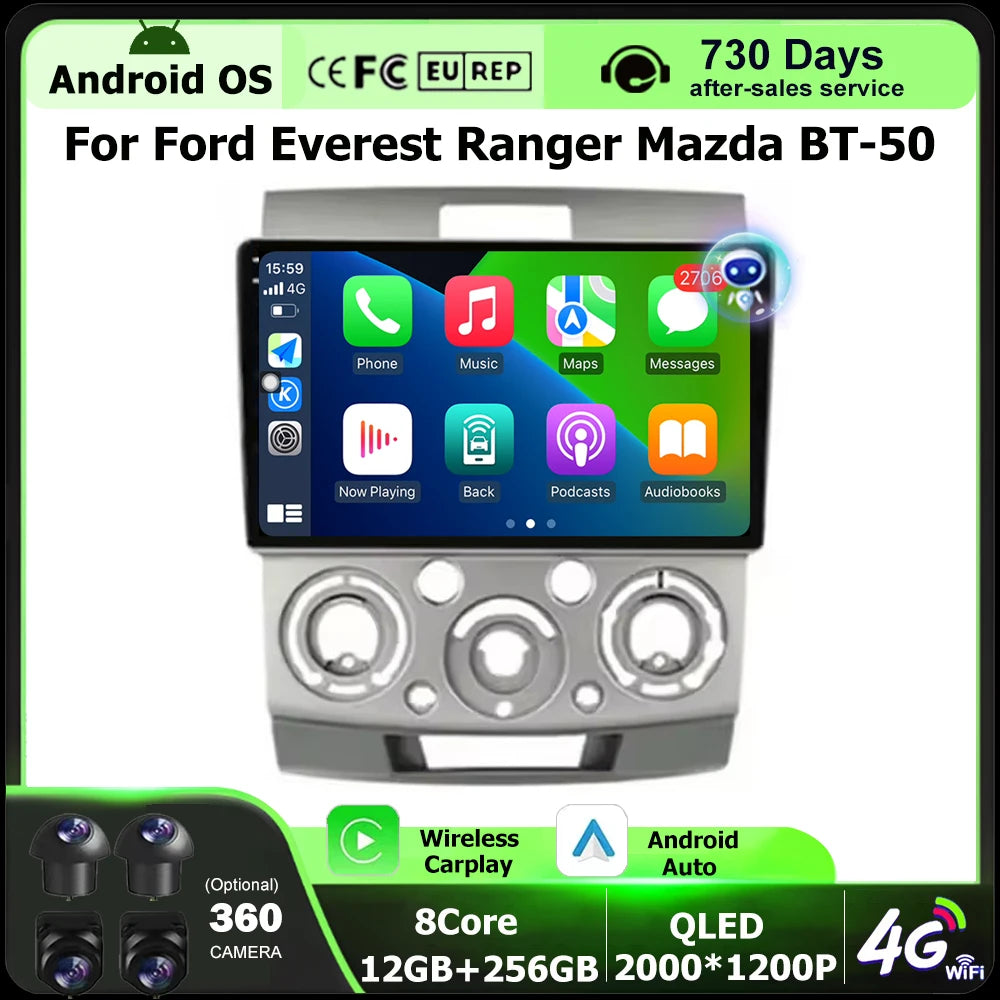 Android 16 Auto For Ford Everest Ranger Mazda BT50 BT-50 2006 - 2010 Car Radio GPS Navigat