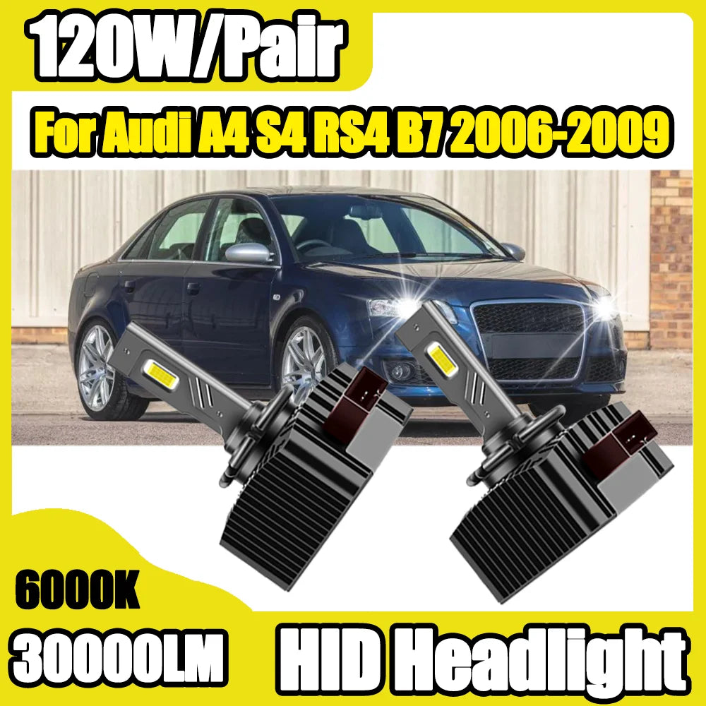 Canbus LED Headlights D1S 30000LM HID Xenon Headlamp Bulbs 6000K 120W Front Lamps For Audi