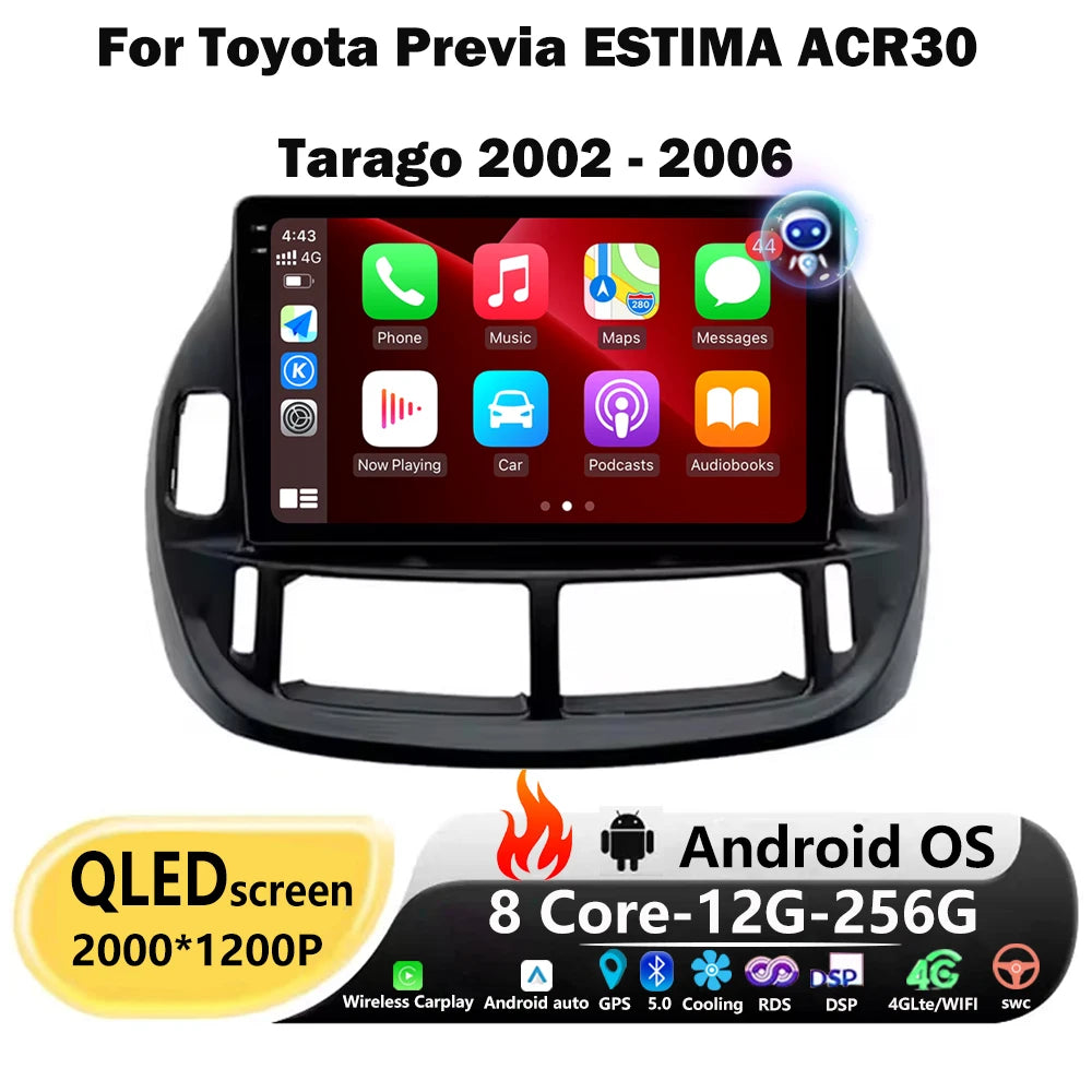 Android 16 Auto Carplay For Toyota Previa ESTIMA ACR30 Tarago 2002 - 2006 Car Radio Multim
