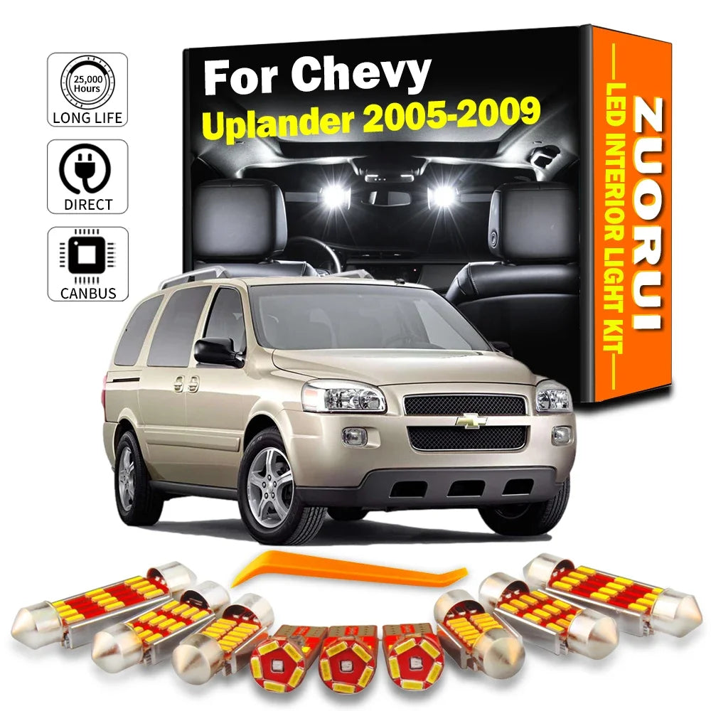 12-Piece LED Interior Light Kit for Chevrolet Uplander 2005-2008 - Canbus Dome Map Door Trunk Bulbs | AUTOKITSHOP