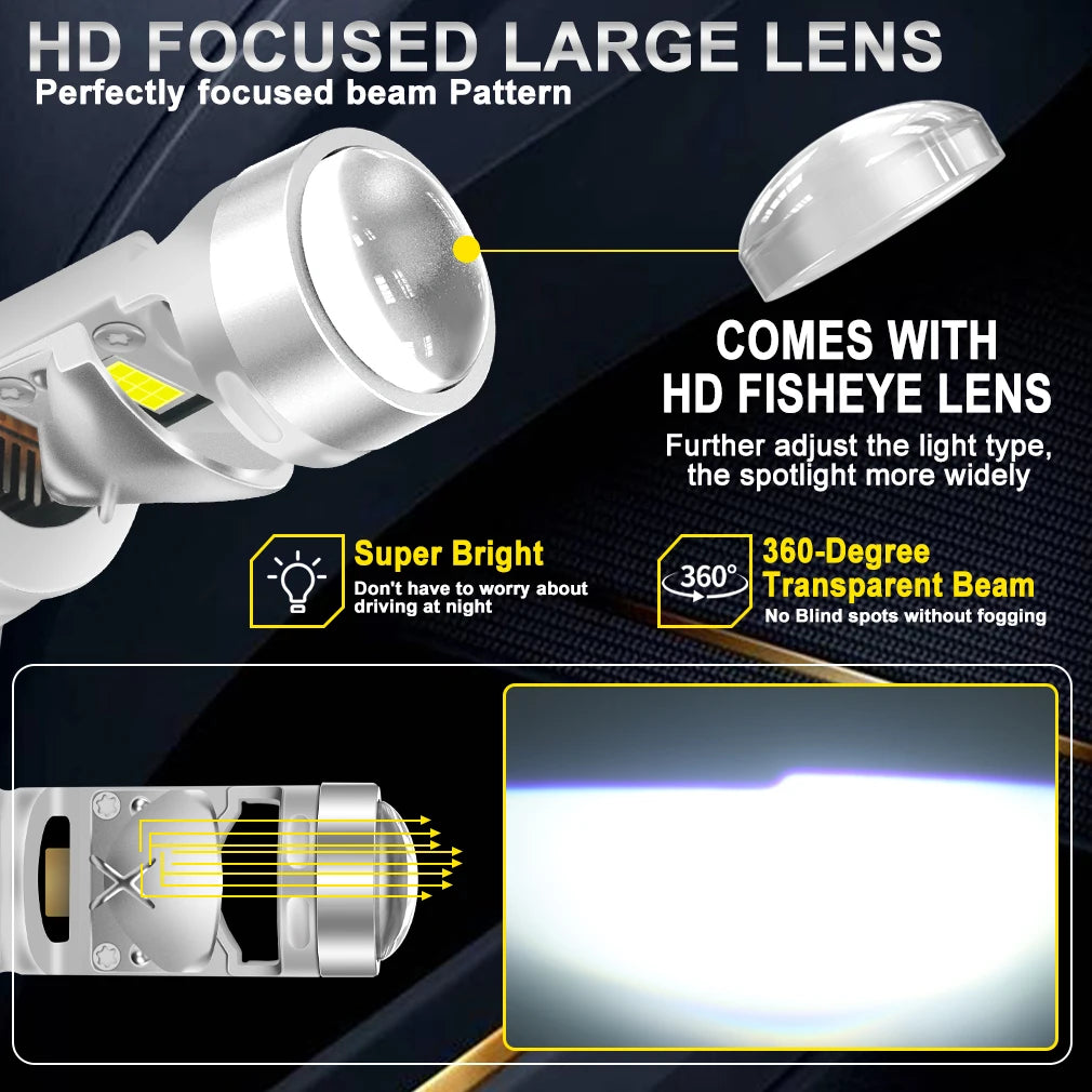 300W 30000LM H4 LED Canbus Car Headlight H7 LED Proyector Bombilla De Coche Lente Light Bu