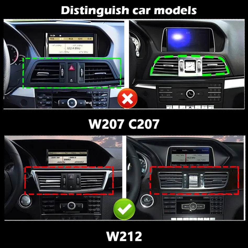 QLED Screen Right Hand Drvie Android16 For Mercedes Benz E Class W212 2009 - 2015 Wireless