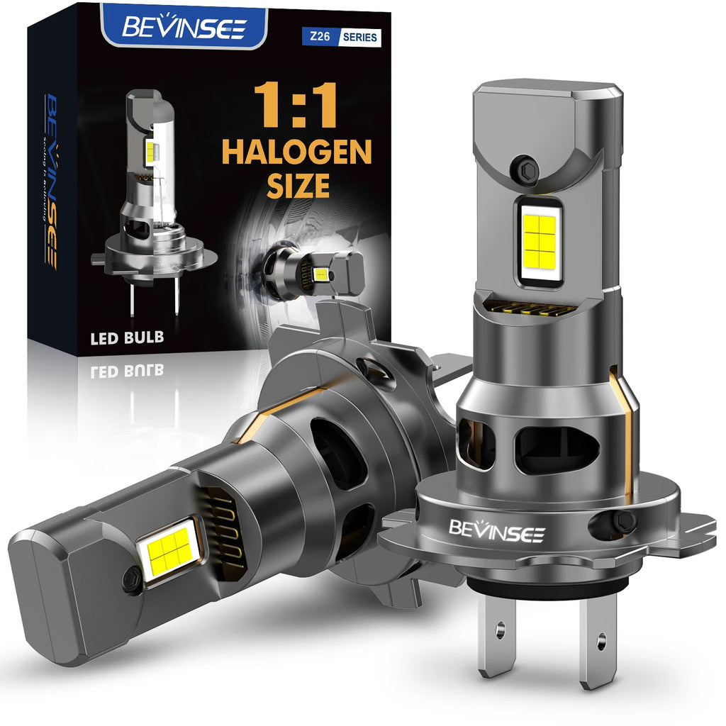 BEVINSEE 2x Lampadas H7 LED 70W 12000LM CANbus No Error 1:1 Halogen Size H7 LED Alta Poten