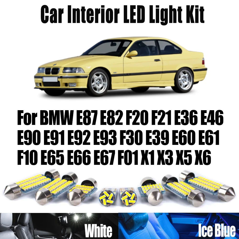 LED Interior Light Kit for BMW E87 E82 F20 F21 E36 E46 E90 E91 E92 E93 F30 E39 E60 E61 F10 E65 E66 E67 F01 X1 X3 X5 X...