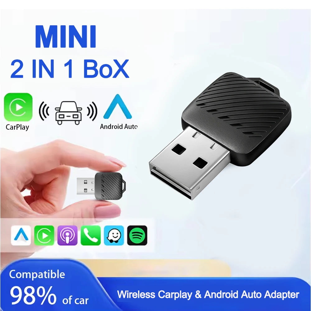 2026 Wireless CarPlay Adapter 2-in-1 Wired to Wireless Dongle for Carplay Android Auto Plu