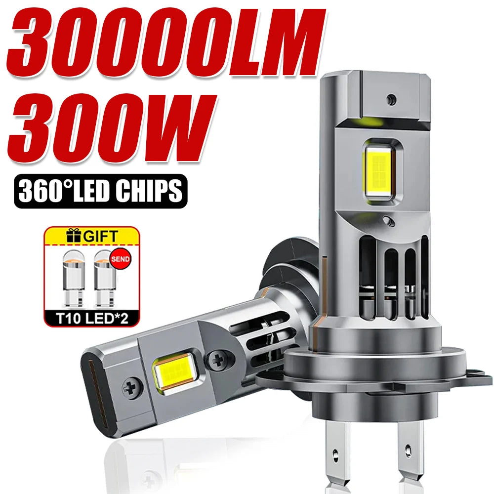 H7 LED Car Headlight Bulb Canbus 300W 30000LM 1: 1 Size Light for Car Turbo LED Mini HeadL