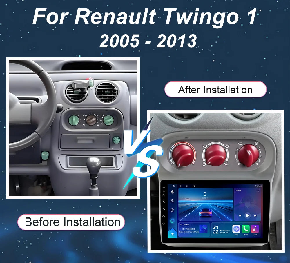 For Renault Twingo 1 2005 - 2013 Car Radio Multimedia Player Android 16 Carplay Speakers G