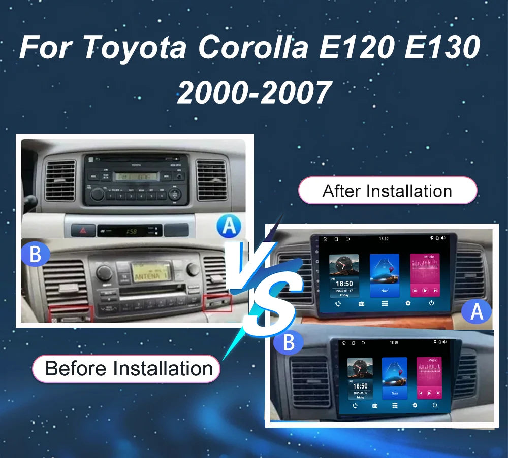 Car Android GPS Navigation For Toyota Corolla E120 E130 2000-2007 Auto Radio Stereo Multim