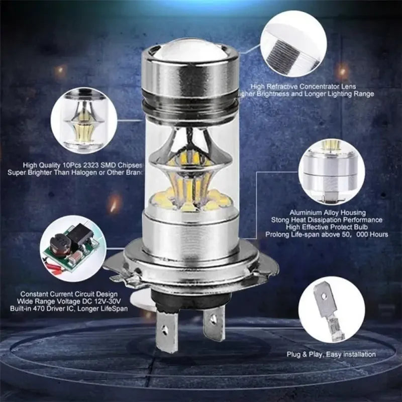 H8 H9 H11 Car Headlight Bulbs LED Lamp 3030 Chip H4 H7 DRL Lamps 9006 HB4 H1 9005 HB3 1200