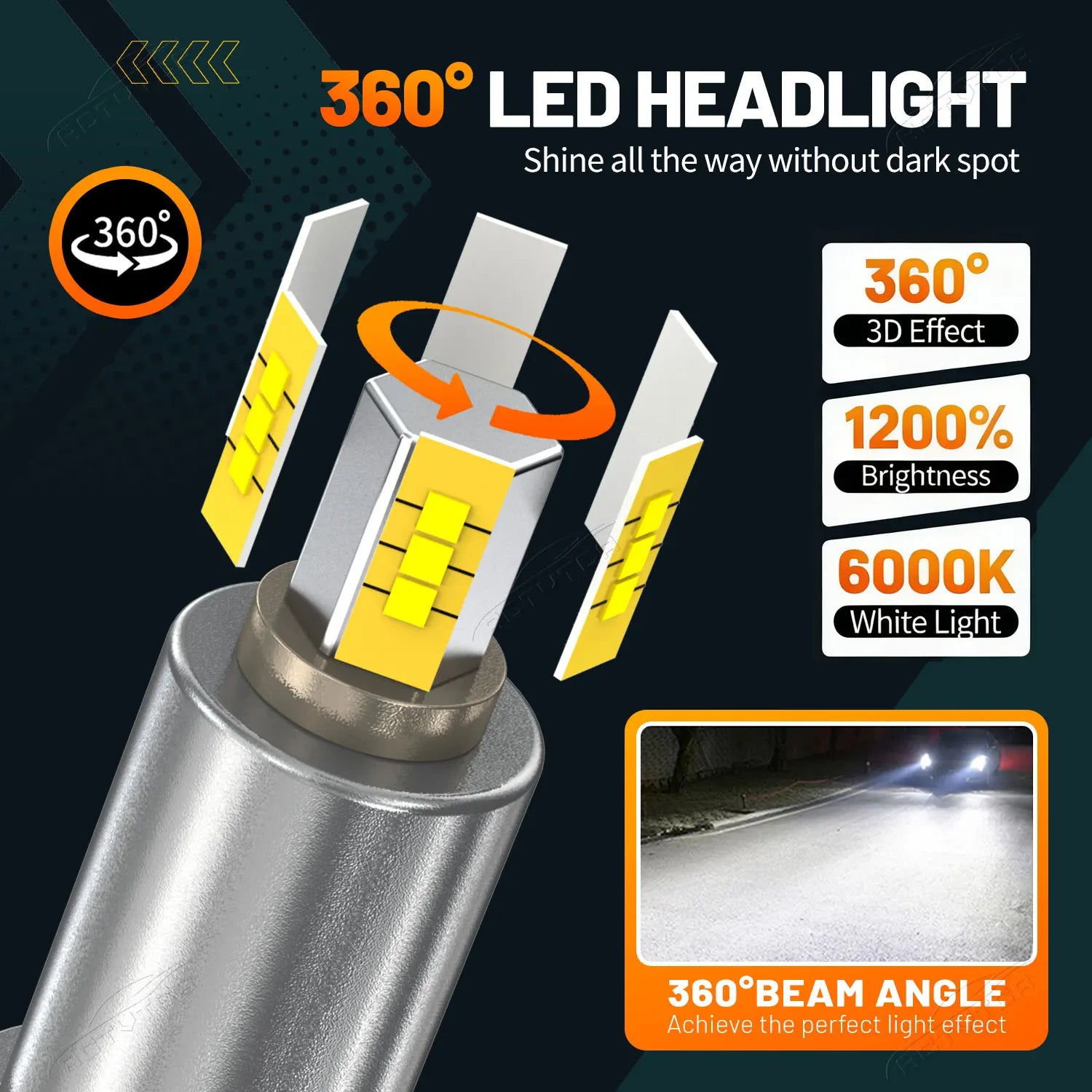 6800W H7 Led 360 H11 HB3 HB4 Led H1 H8 9006 9005 D1S D2S D3S D4S Car Headlight Bulb Auto F