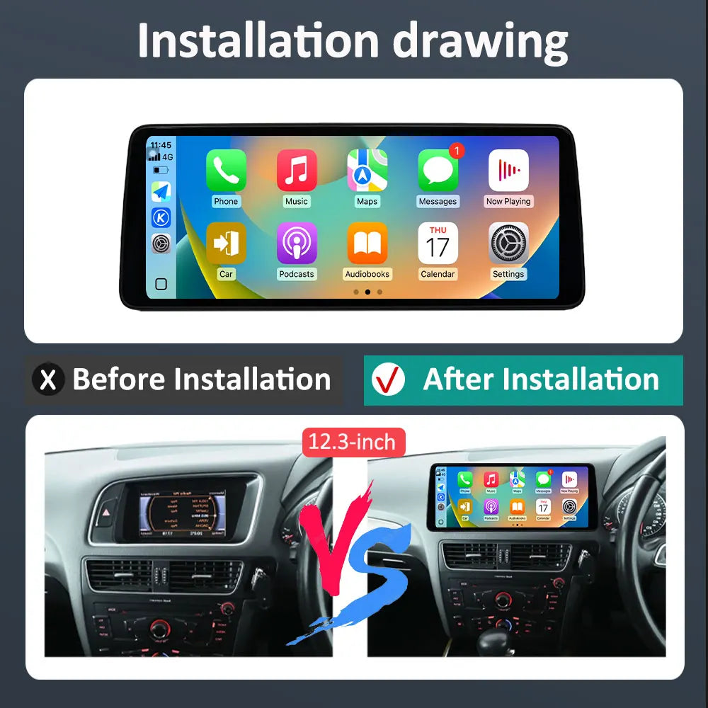 Right Hand Drvie for Audi Q5 2009 - 2017 Android 16 Car Radio Multimedia Player BT 4G QLED