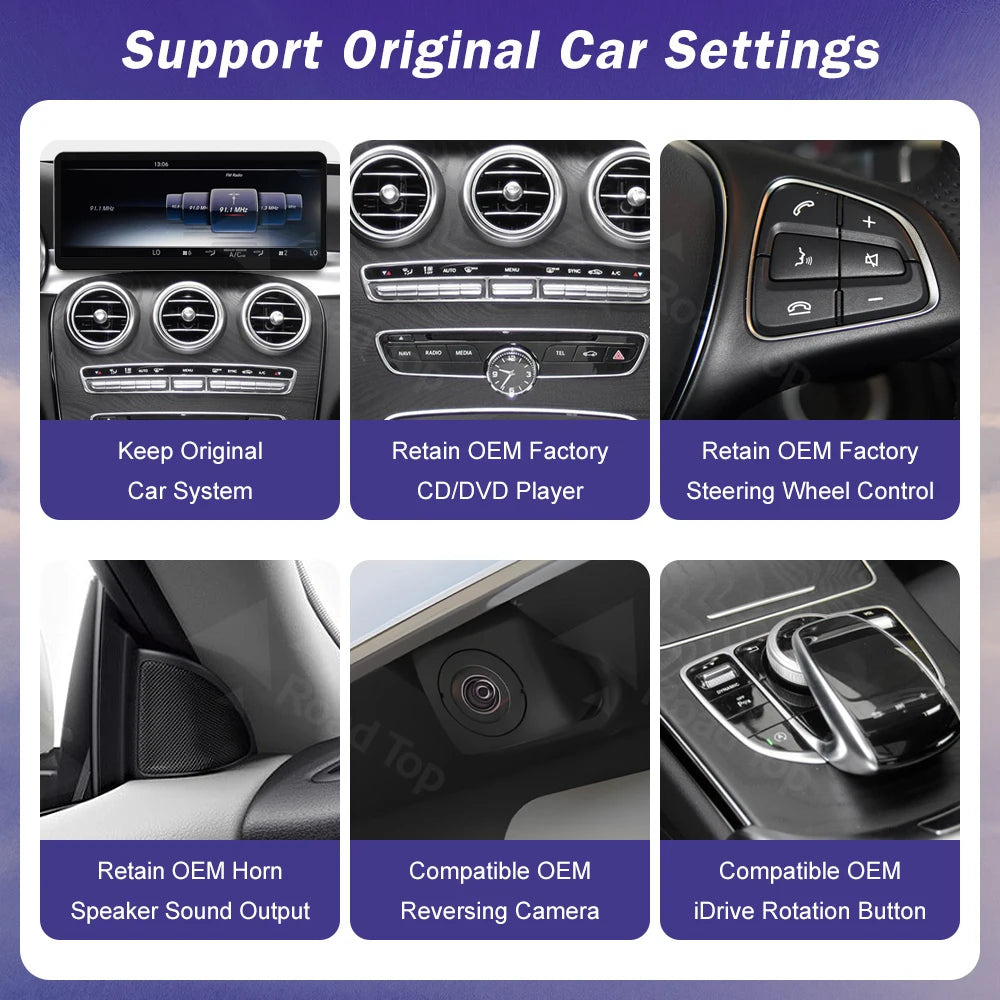 Ultra Thin Linux Touch Screen for Mercedes Benz C Class W205 GLC GLA CLA W447 2014-2019 Wi | AUTOKITSHOP
