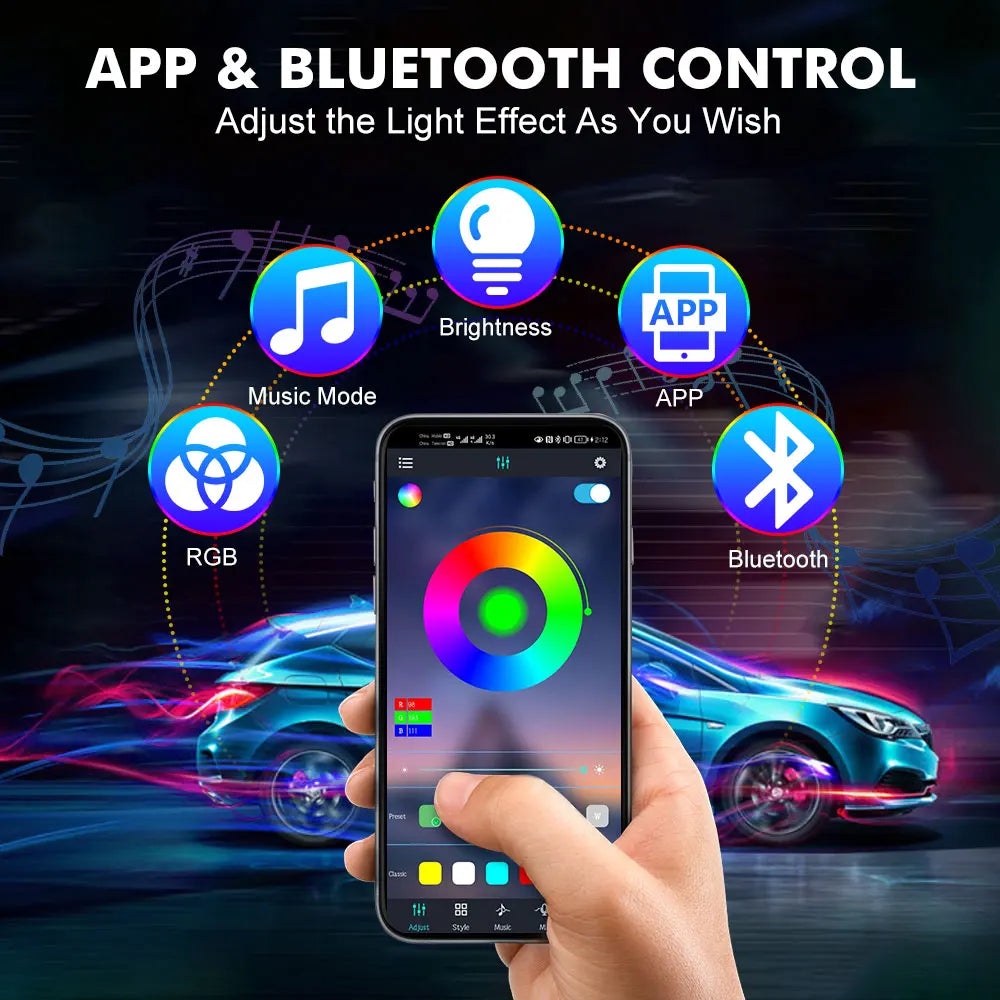 RGB - Ambient Light - App Control - Car Interior Lighting