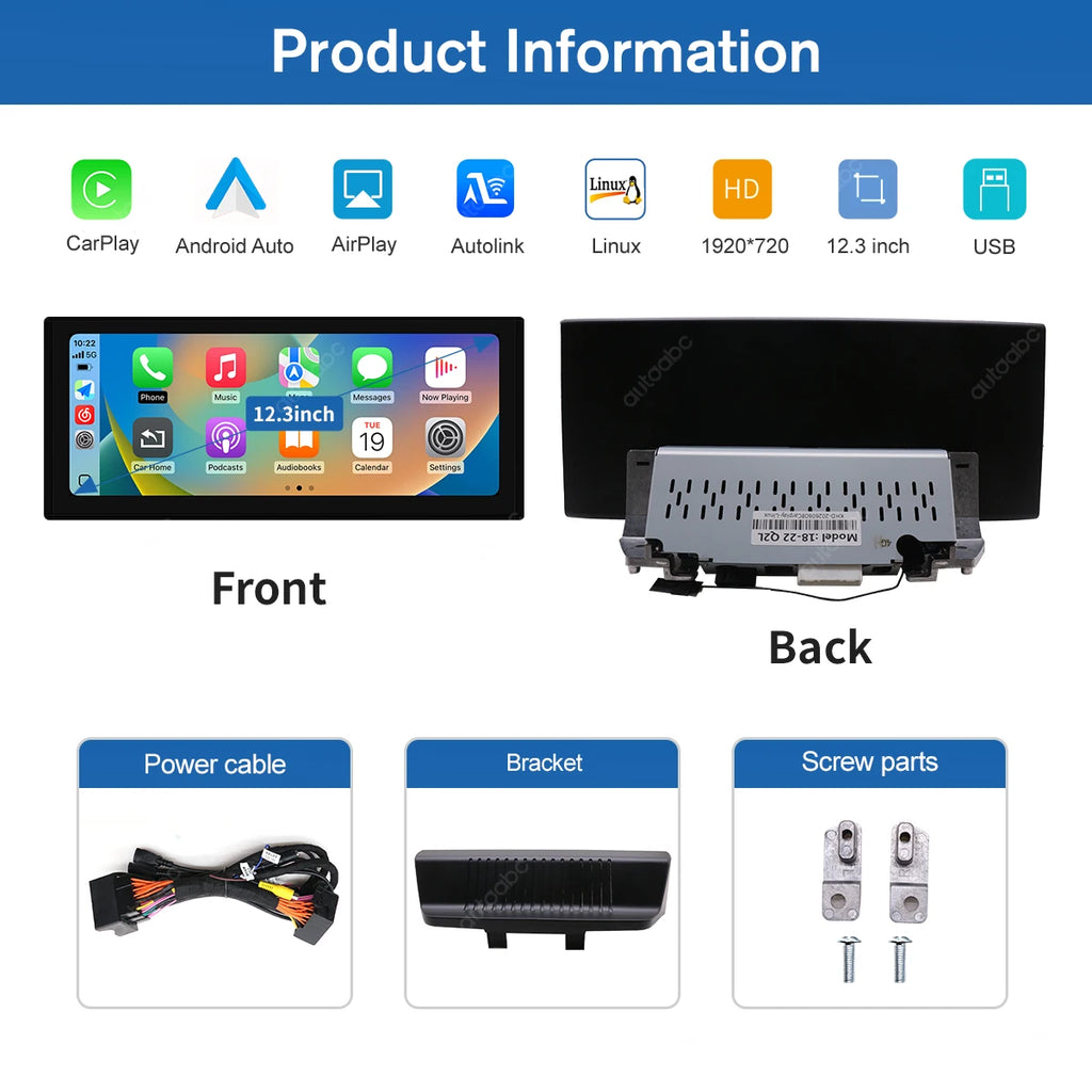 12.3" Ultra-thin Linux Screen for Audi Q2L 2018 - 2022 Wireless Carplay HD Touch Screen Mu | AUTOKITSHOP
