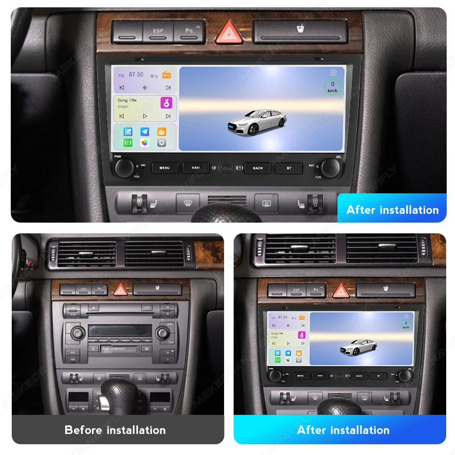 MEKEDE&NAVIFLY Android 15 Intelligent audio radio system For Audi A6 S6 RS6 1997-2004 Wire