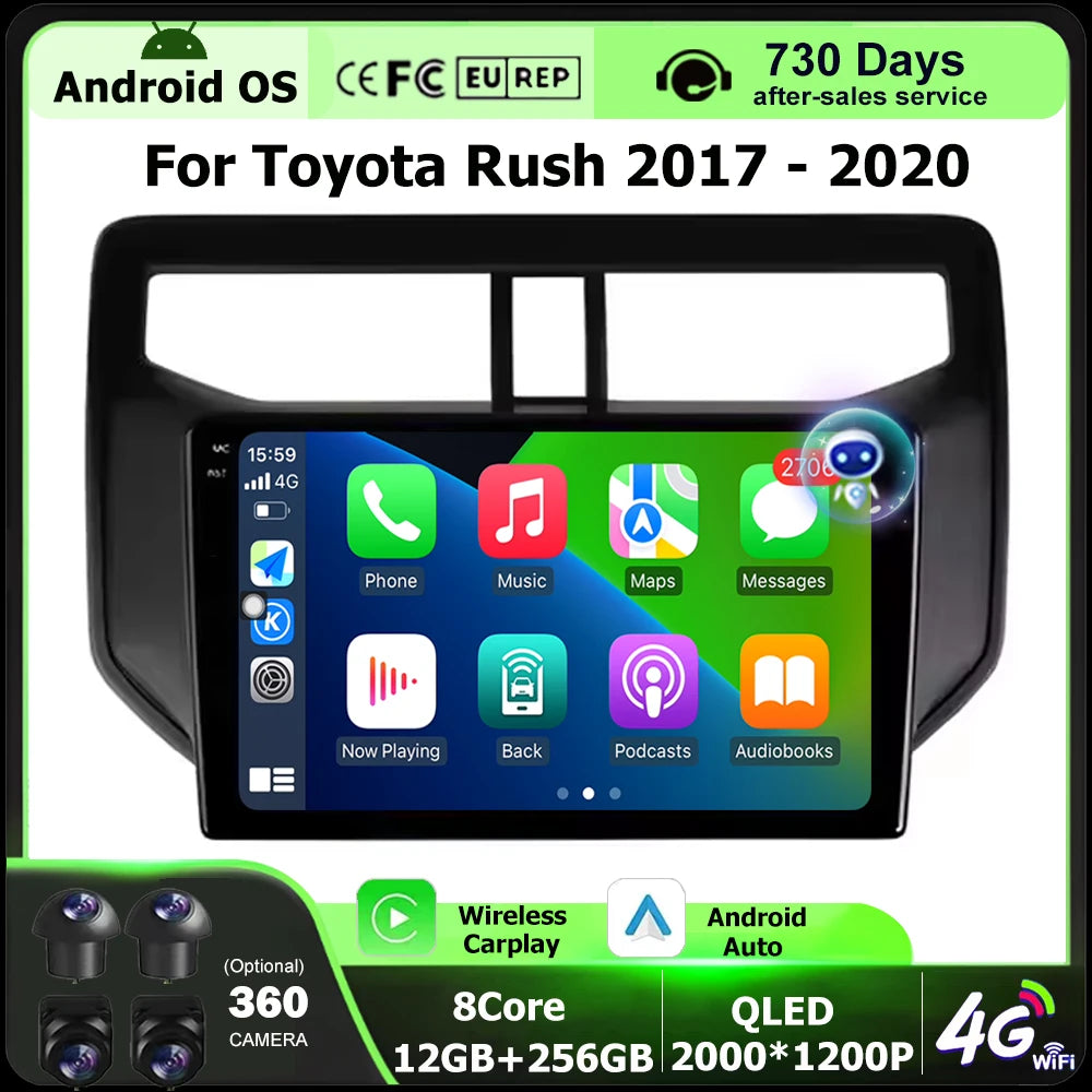 Car Radio Multimedia Video Player GPS Navigation Tools For Toyota Rush 2017 - 2020 Android