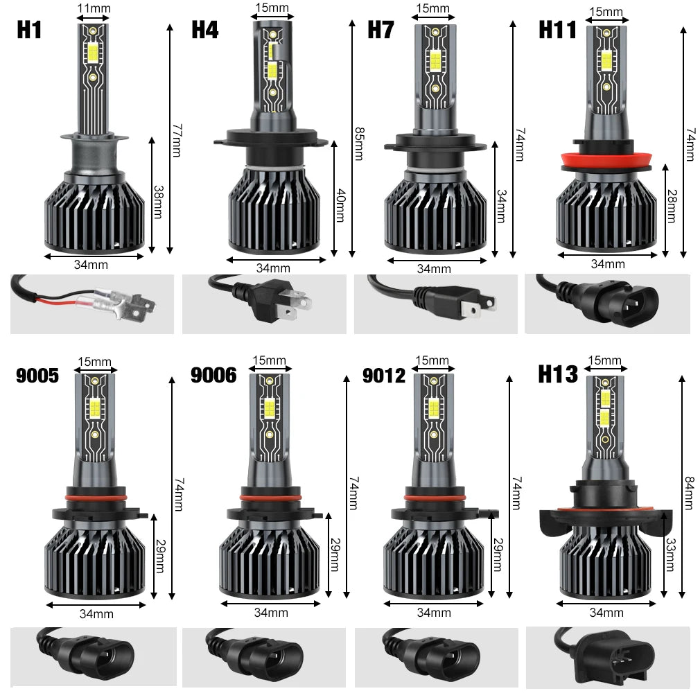 XSTORM Car Headlight H1 H4 H7 LED H8 H11 9005 HB3 9006 HB4 9012 Hir2 9008 H13 Led Bulb Can