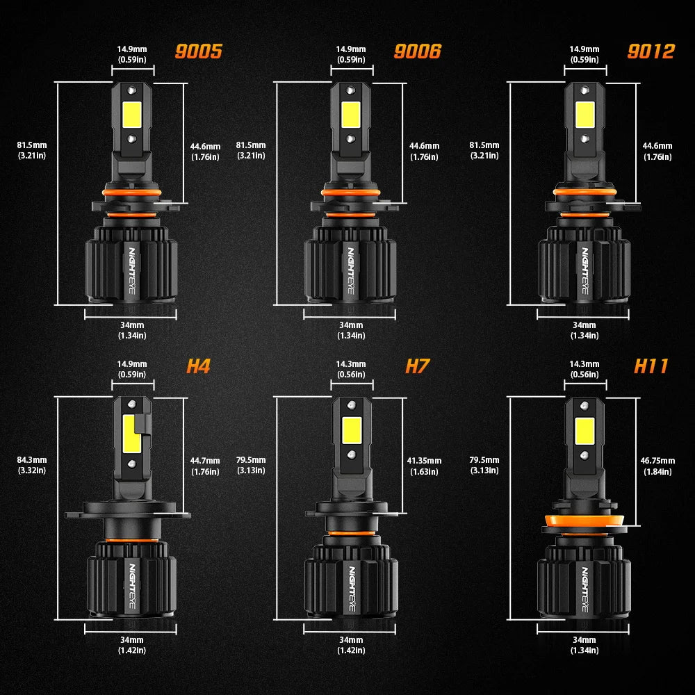 NIGHTEYE H7 LED Canbus Car Headlights Bulbs 30000LM H4 HB3 9005 HB4 9006 H11 H8 H9 9012 Led Lights 6500K White 72W Auto Lamp