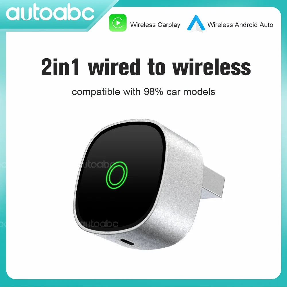 AUTOABC 2025 New 2 in 1 Wireless CarPlay Adapter Plug & Plug Auto Connect No Delay Convert