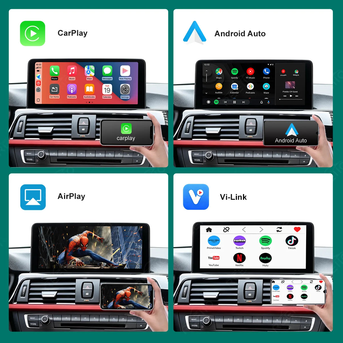 REEIIO 10.25 Inch CarPlay Android Auto Screen For BMW 3 4 Series F30 F31 F32 F33 F34 F36 2