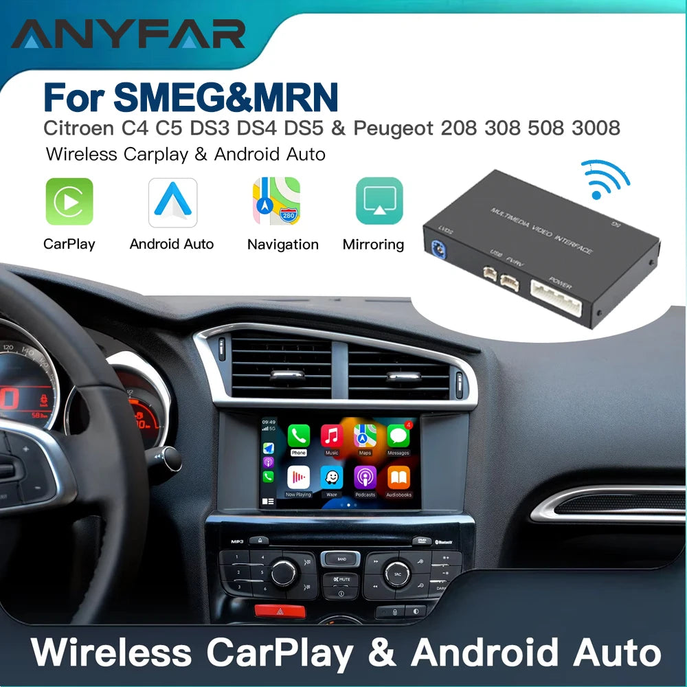 Wireless Carplay Android Auto Fits For Peugeot&Citroren SMEG&MRN NAC 208 308 508 3008&C4 D