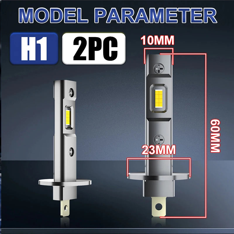 Drivereyes 300W 2Pcs LED Light Bulbs H1 LED Headlight Canbus Mini Size Design Wireless Fan