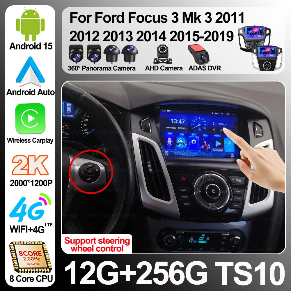 Car Radio For Ford Focus 3 Mk 3 2011 2012 2013 2014 2015-2019 Android 16 Auto Multimedia V | AUTOKITSHOP