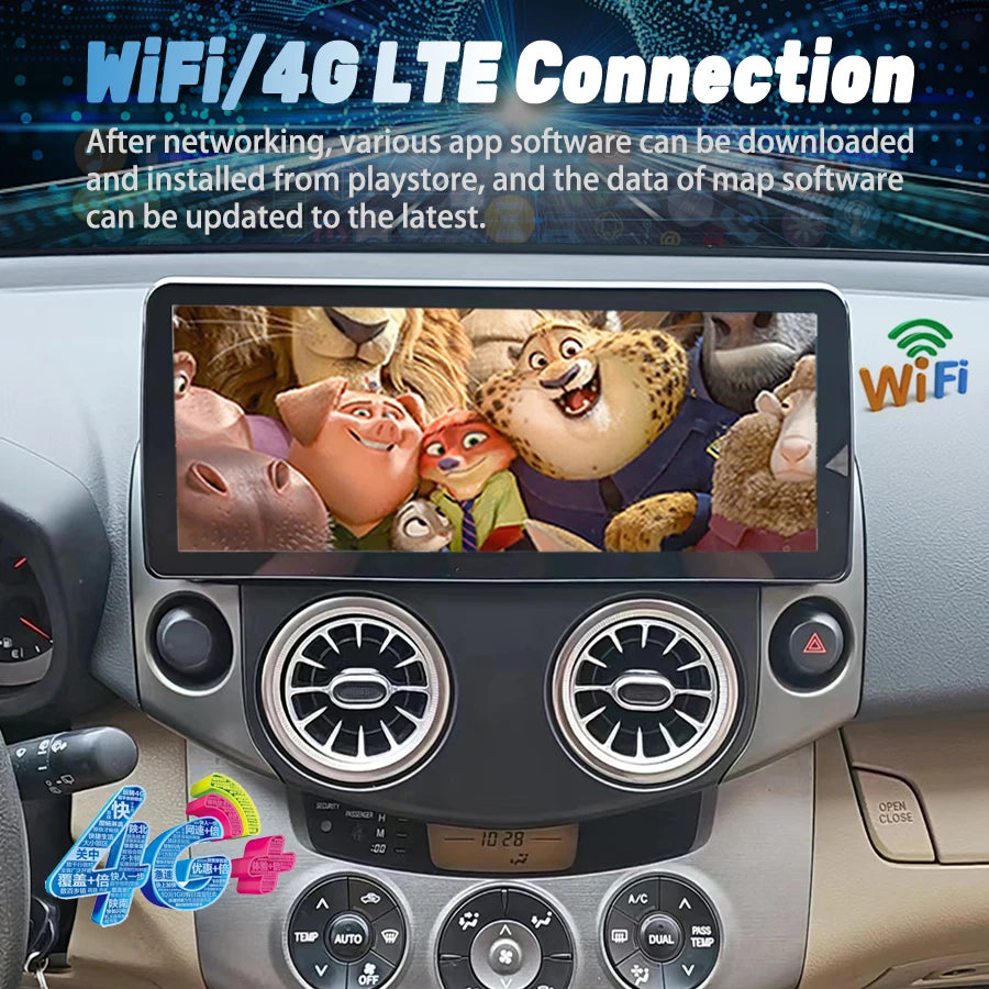 12.3inch Car Radio For Toyota RAV4 RAV 4 2005-2013 Android 14 Screen Stereo Multimedia Vid