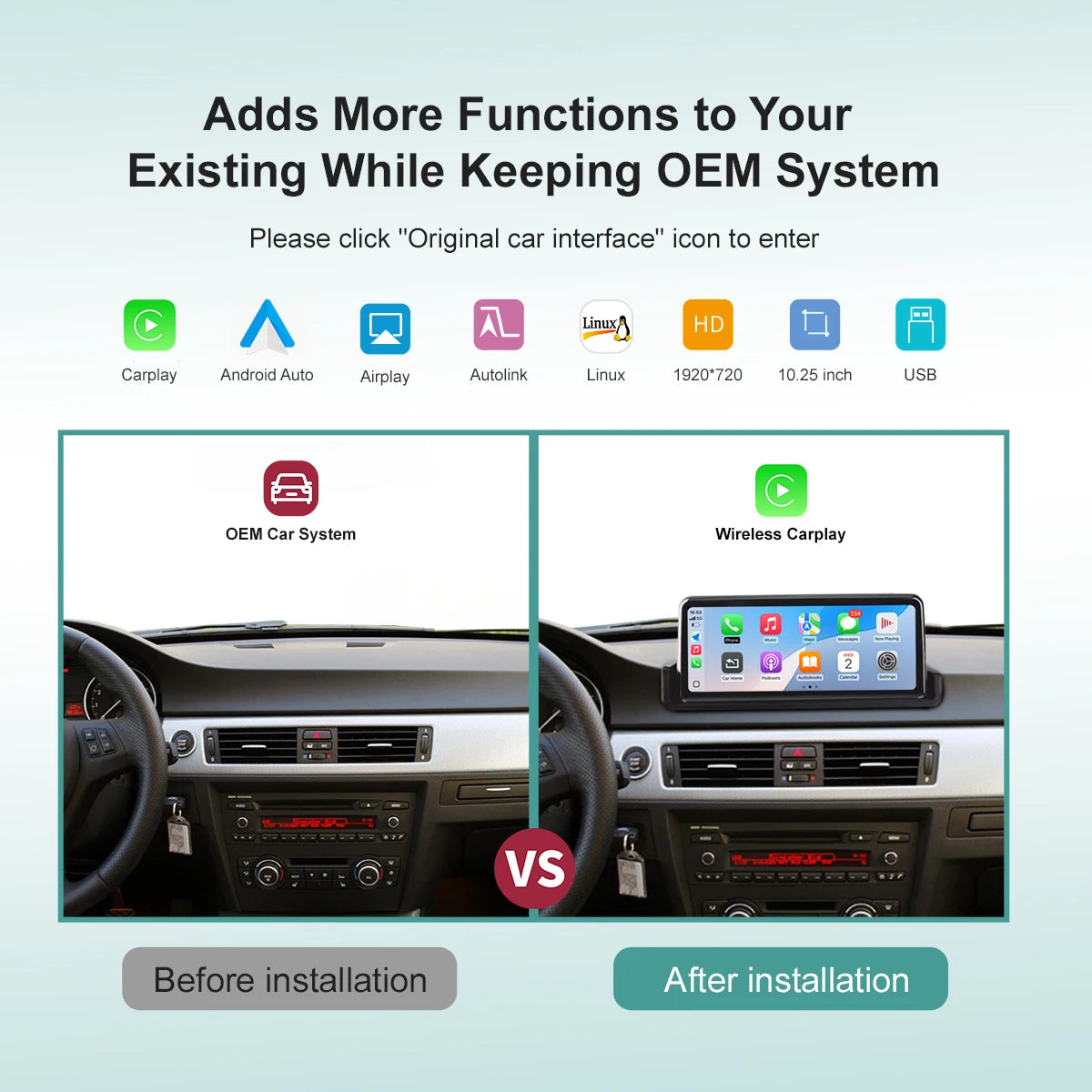 10.25“Wireless Carplay Android auto Multimedia Player Car Radio For BMW 3 Series E90 E91 E | AUTOKITSHOP