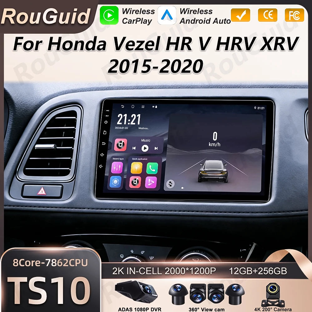 Car Radio Android 16 For Honda Vezel HR V HRV XRV 2015 2016 2017 2018 2019 2020 Carplay Mu | AUTOKITSHOP