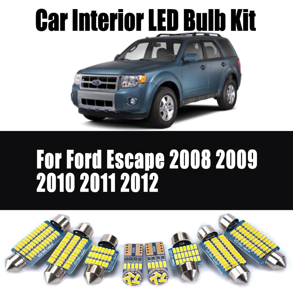 13-Piece LED Interior Light Kit for Ford Escape 2008 - 2011 - Canbus Dome Map Door Trunk Bulbs | AUTOKITSHOP