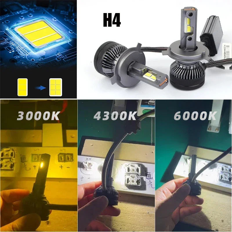 H7 H4 Led 30000LM 200W Double Copper Tube Light For Car H1 H11 6000K 4300K 12V Car 24V Truck 9005 HB4 9006 Led Headlight Bulb