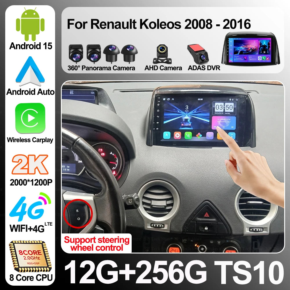 Android 16 For Renault Koleos 2008-2016 Car Radio Multimedia Video Player Gps Stereo Carpl | AUTOKITSHOP