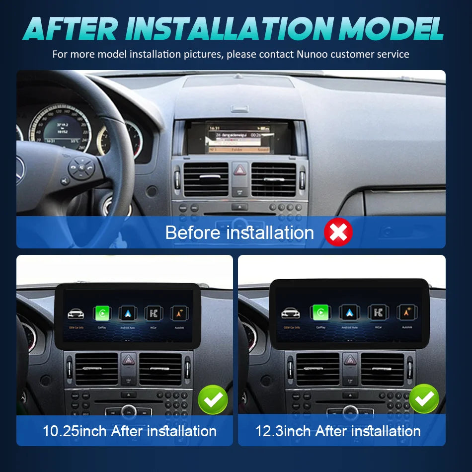 Nunoo Linux Car Multimedia Player Screen For Mercedes Benz C Class W204 2008-2010 Auto Rad
