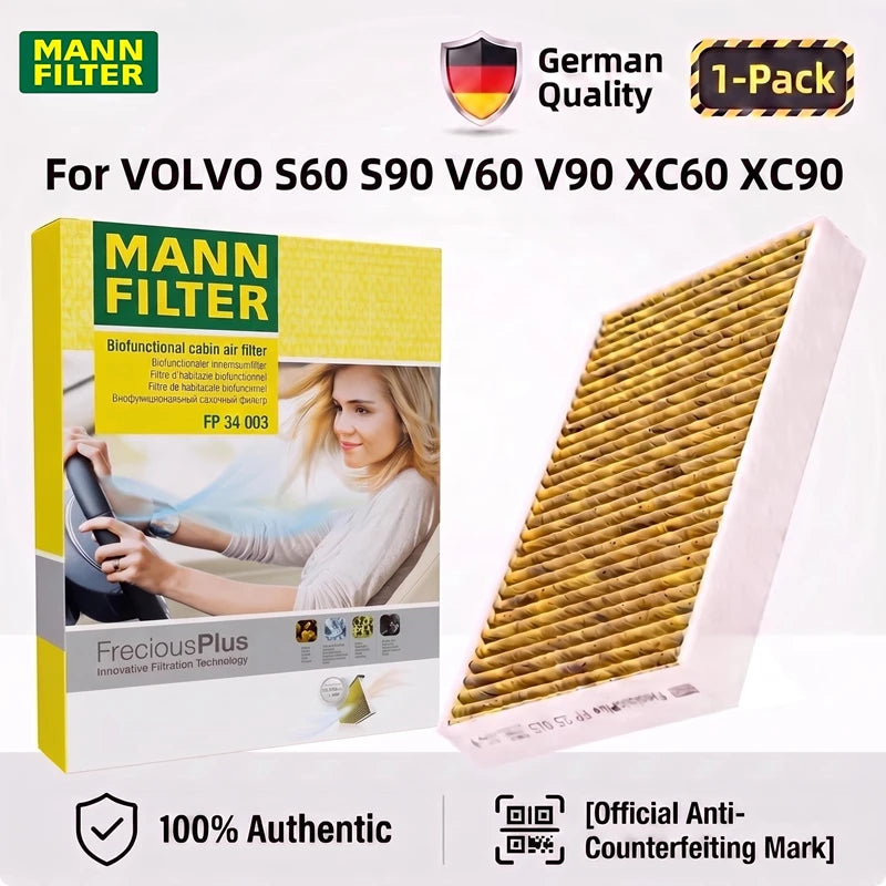 MANN FILTER FP34003 Cabin Air Filter Fits VOLVO S60 Mk3 S90 V60 V90 XC60 XC90 II Mk2 31407