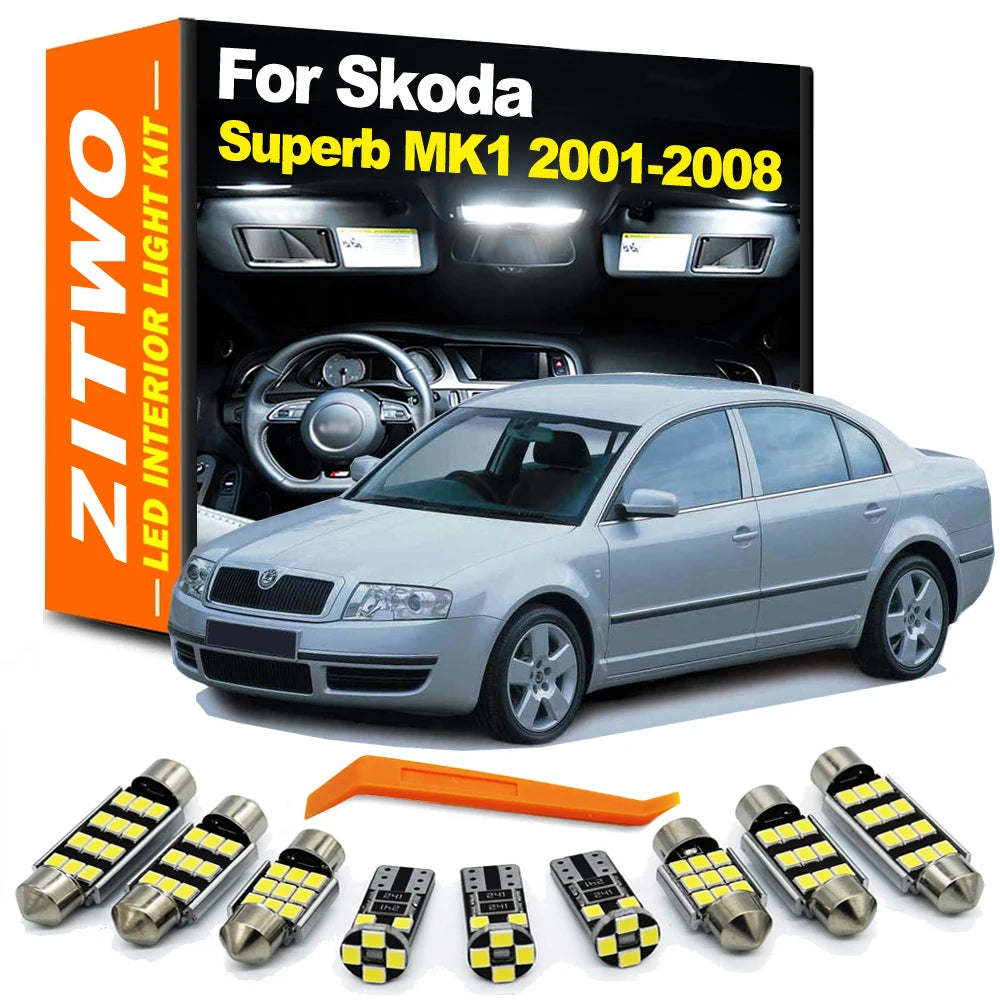 ZITWO 13Pcs Canbus LED Bulb Interior Dome Map Light Kit For Skoda Superb 1 MK1 3U 3U4  2001 2002 2003 2004 2005 2006 2007 2008