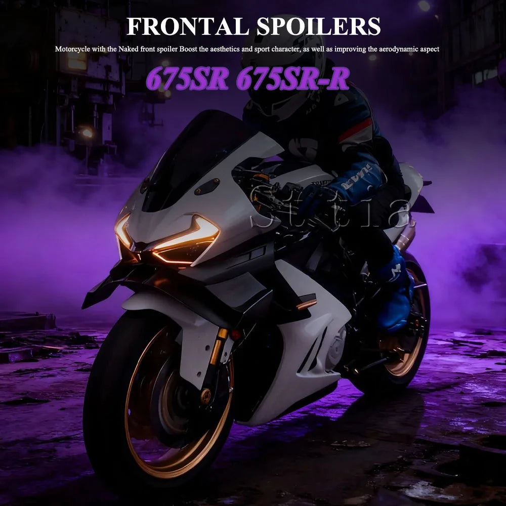 For 675SR-R 675SR 2024 2025 675 SR -R 2026 Motorcycle Accessories Fixed Front Lip Spoiler Fixed  - Automotive LED Light
