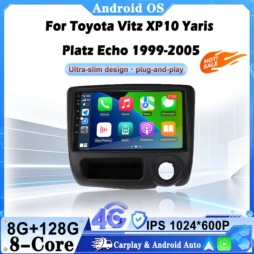 For Toyota Vitz XP10 Yaris Platz Echo 1999-2005 4G WIFI Android All In One Car Intelligent