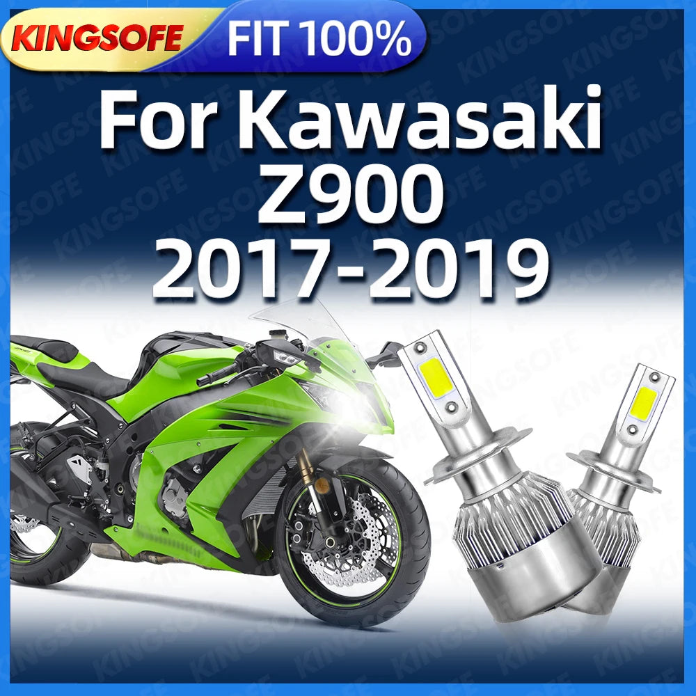 Motorcycle Headlight H7 Moto Lamp 6000K LED Super Bright 10000Lm 35W Light For Kawasaki Z9
