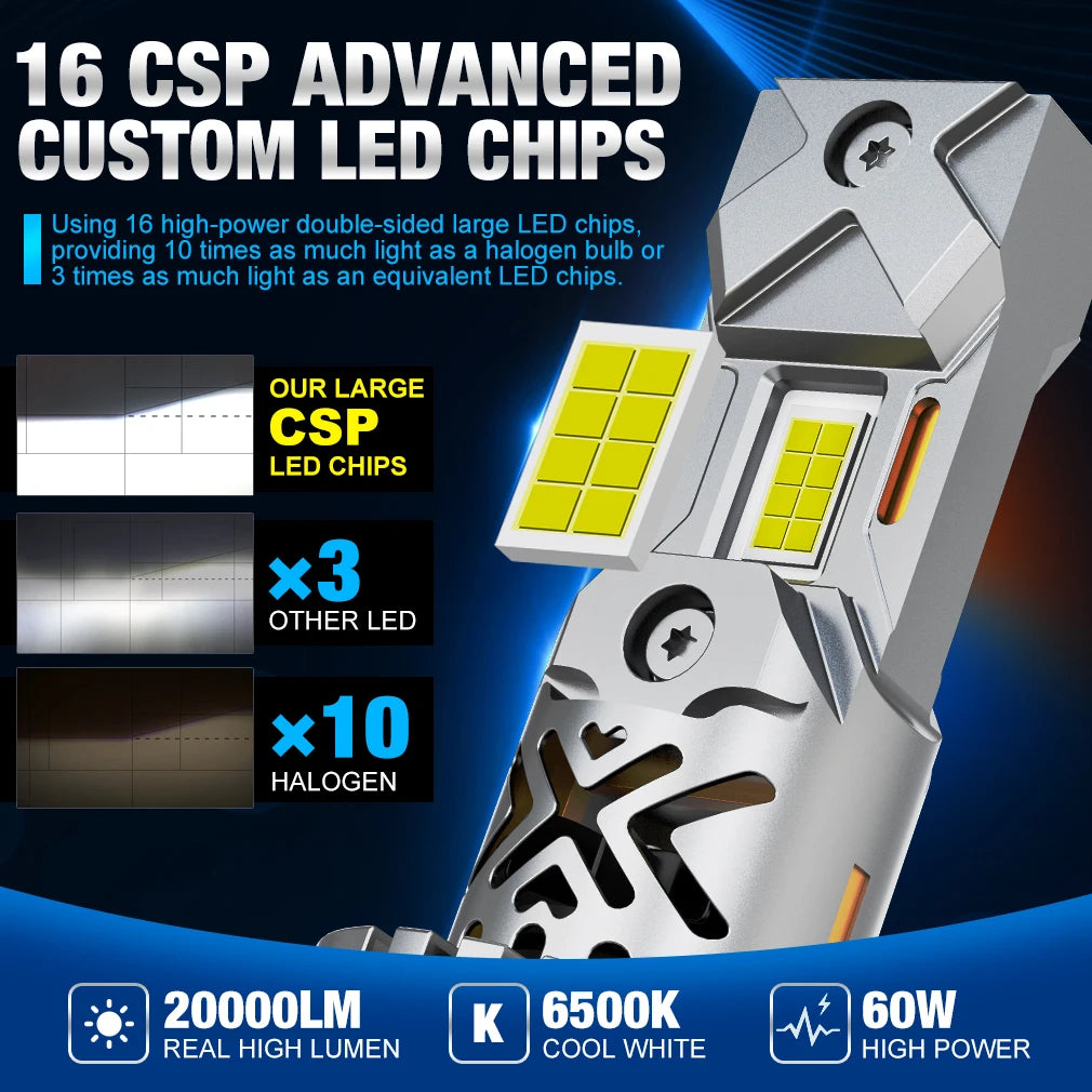 XSTORM H7 LED Bulb Headlight Kit Mini Wireless 60W 20000LM 6500K CSP for Car Headlamp 12V