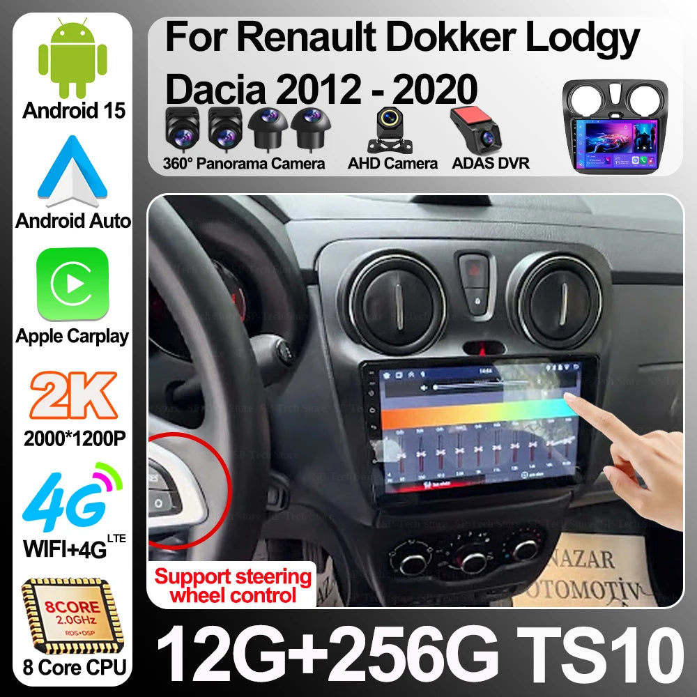 Android 16 For Renault Dokker Lodgy Dacia 2012 - 2020 Car Radio Multimedia Player Android  | AUTOKITSHOP