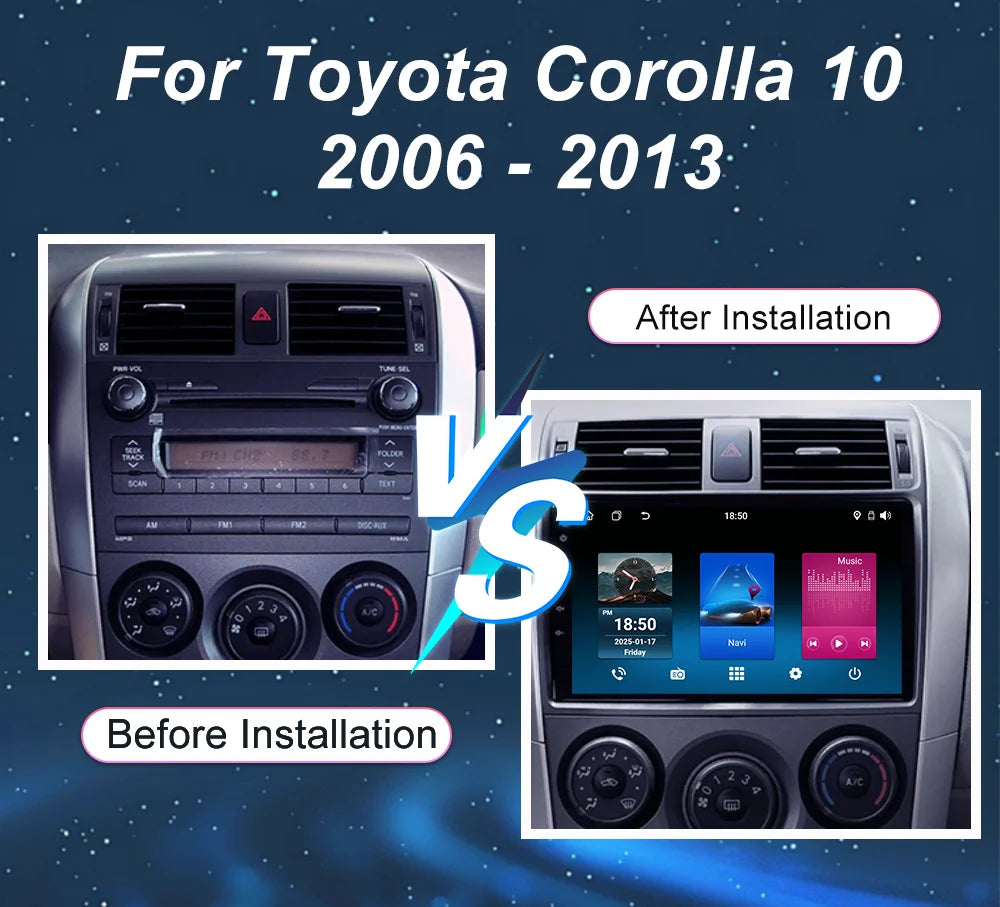 Car Android GPS Navigation For Toyota Corolla 10 2006 - 2013 Auto Radio Stereo Multimidia