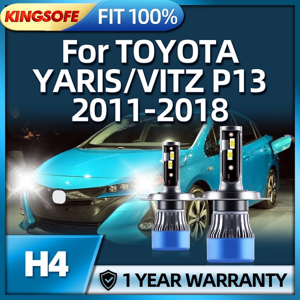 Car LED Headlight Canbus 30000LM H4 6000K Light For TOYOTA YARIS/VITZ P13 2011 2012 2013 2
