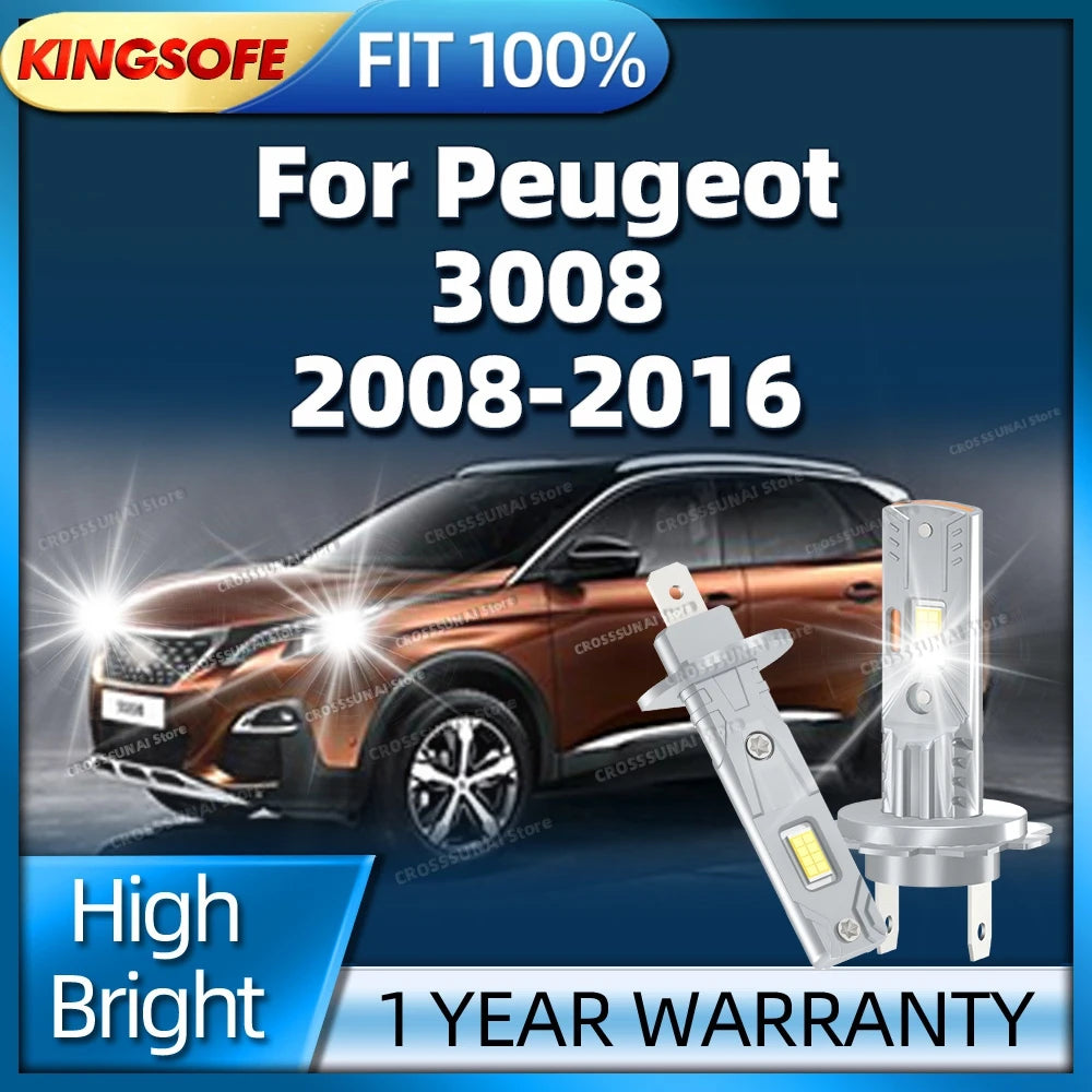 2/4 Pcs LED Headlight 30000LM Ultra Bright Car Light Light Bulbs For Peugeot 3008 2008 200