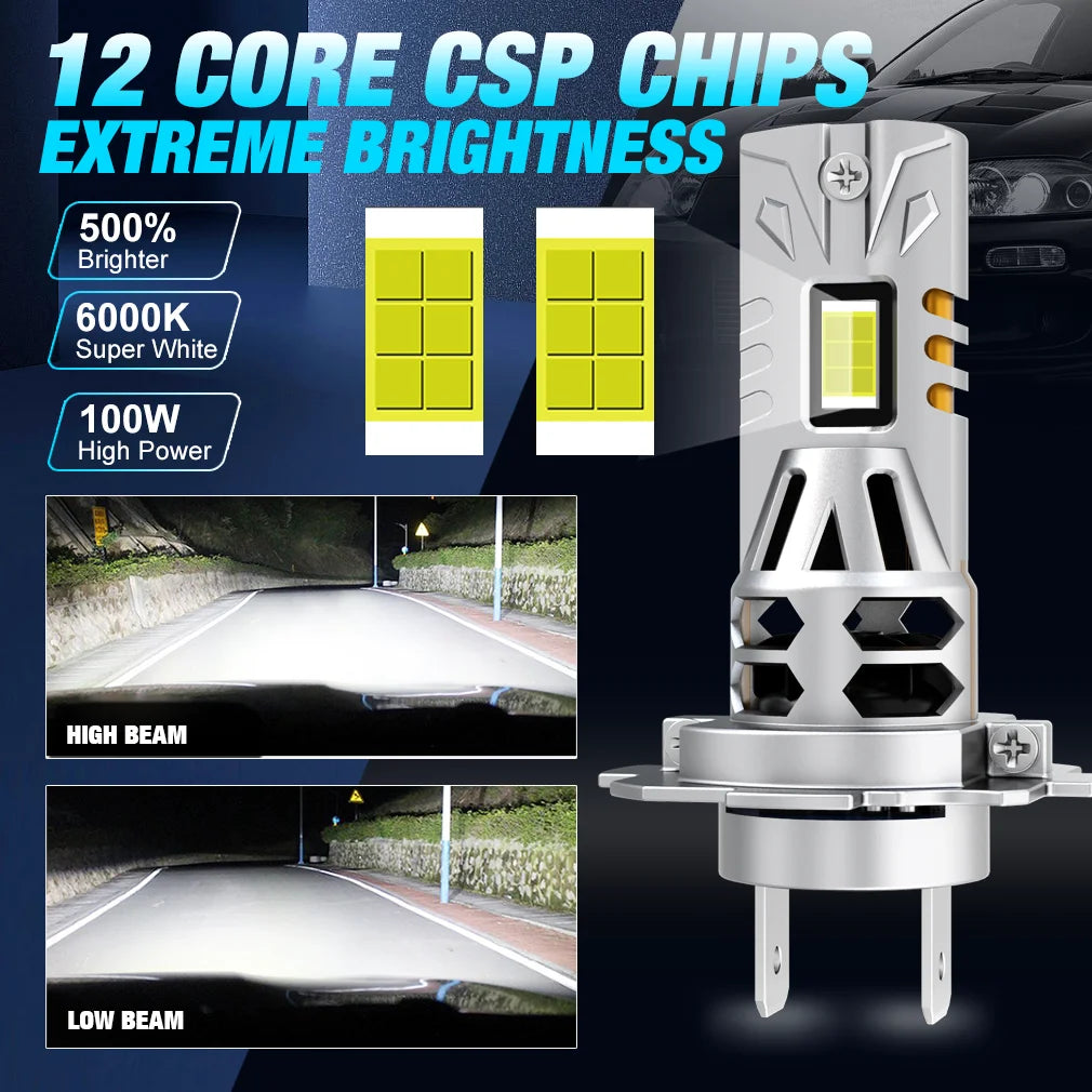 S&D H7 LED Headlight 30000LM 100W Car Headlight Bulb Super Bright 6000K White CANBUS Plug