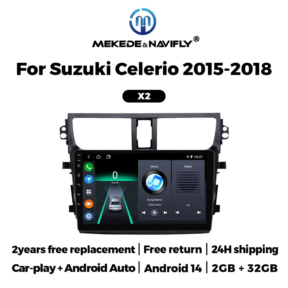 Android 14 Radio Stereo for Suzuki Celerio 2015 2016 2017 2018 Wireless CarPlay Car Multim | AUTOKITSHOP